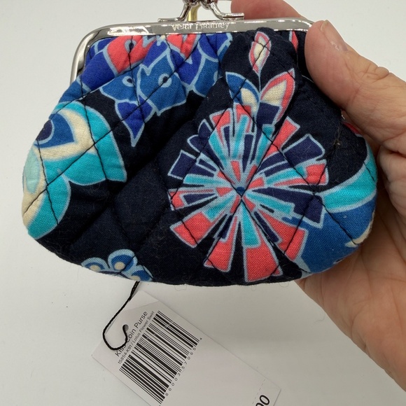 Vera Bradley Kiss Coin Purse Lotus Flower Swirl Blues Pinks - Picture 2 of 7